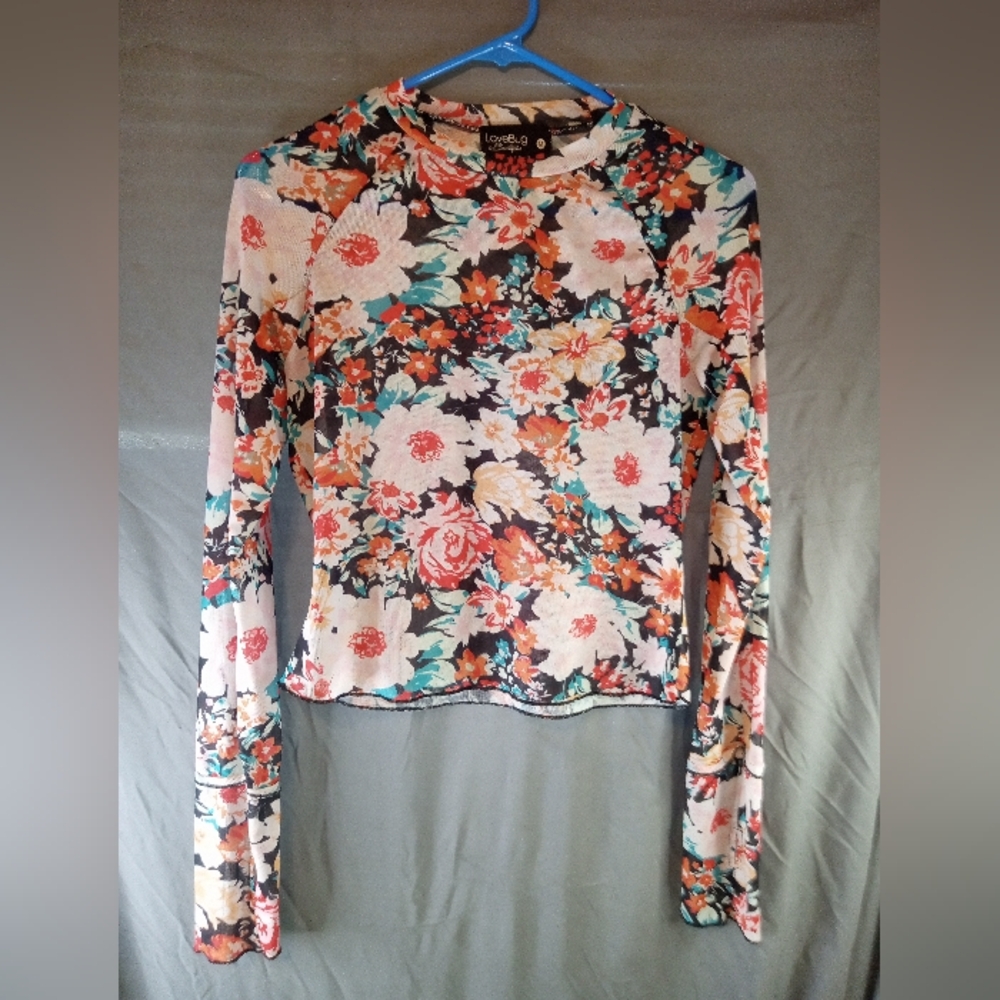 Love Bug Boutique Multicolor Floral Long Sleeve Crop Top